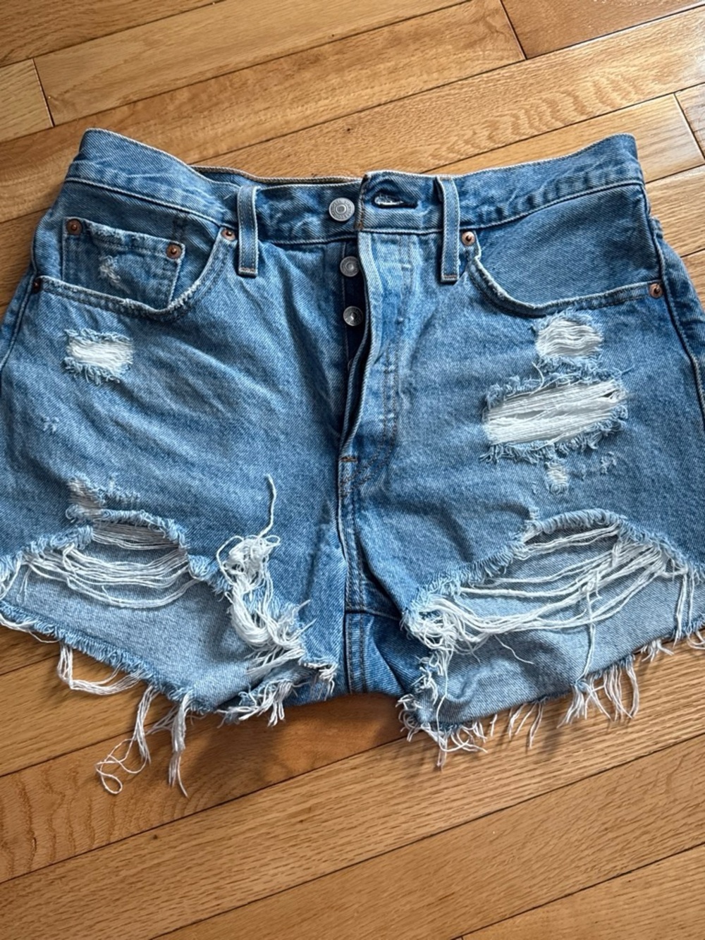 Levi's Light Blue Distressed Cutoff Denim Shorts